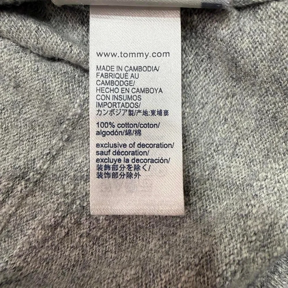 Tommy Hilfiger Mens Crewneck Sweater Gray Cotton Knit Flag Logo Size M